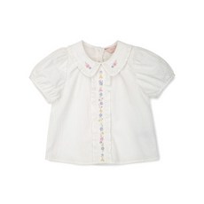 페리미츠 여아 자수프릴 화이트 블라우스 P2521B391