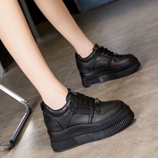 키높이 굽있는 신발 운동화 메리제인 통굽 발레리나, 블랙, 36