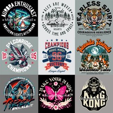 스몰 포인트 전사지 모음 열접착식 필름 의류 티셔츠 에코백리폼, 1개, 10-킹 콩