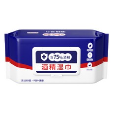 75%酒精擦拭濕紙巾 80抽, 1個, 1個裝, 195g