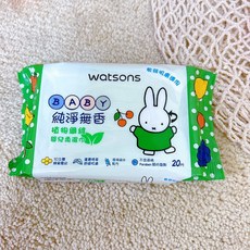 屈臣氏 無香嬰兒柔濕巾 20片裝 Miffy 米菲款式 濕紙巾, 1個, 屈臣氏無香嬰兒柔濕巾20片Miffy