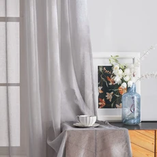[트렌디 린넨 커튼] 사용자 정의 만든 쉬어 커튼 가짜 리넨 솔리드 컬러 창 거실 Tulle 완료