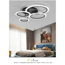 萬特燈飾廠直營店 LED吸頂燈 台灣現貨110v客廳臥室燈具 2024新款現代簡約大氣超亮壓克力燈罩, 四環-58W無極調光