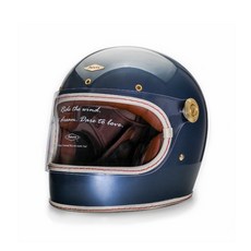 Feture 飛喬 JAYNES 傑尼斯 亮光單寧藍 樂高帽 銅扣 皮革 全罩 安全帽 雙D扣, M (55-56cm)