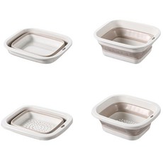 雙層洗菜瀝水籃 可折疊瀝水籃 廚房洗菜籃 多功能瀝水籃, 白色, 1個