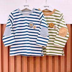 아가방 중계점*BEST* 25년가을 클린스트라이프티셔츠 약간도톰한20수싱글소재 팔뒤에 소매빵이넘나귀여운스트라이프티셔츠