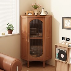 벽각 선반 코너 삼각 캐비닛 엣지 코너장 다층 수납 플로어 캐비닛, 브라운