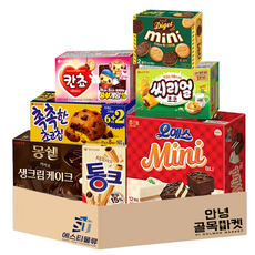 [안녕골목마켓] 과자 선물세트12번_촉촉한초코칩+통크+몽쉘카카오+오예스미니+칸쵸+씨리얼+다이제미니, 안녕골목마켓 과자선물세트12번, 1세트