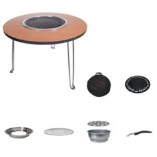 몬테리아 캠핑데이블 원형 화로 캠핑 테이블 숯불 스텐 로스터 가정용 바베큐 테이블 G518-061, 다크브라운