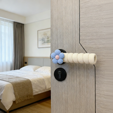 쬬린 플라워 문손잡이 보호쿠션 커버, 불루 4P