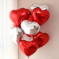 이벤트 기념일 생일 홈 파티 웨딩 프로포즈 장식 꾸미기 하트 모양 컬러 은박 호일 풍선 중형 35cm M09929, 블루