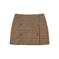 트윈셋 체크 버튼 미니 스커트