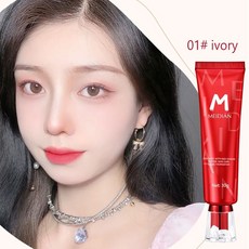 魅點 自然遮瑕 BB霜/CC霜 裸妝持妝 奶油肌 紅參燕窩多肽養膚粉底液, 1個, 象牙白