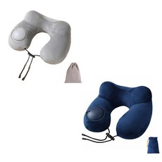 [1+1] 목이 편한 U자 베개 펌프 목쿠션 여행용 목받침 목베개, 그레이+네이비