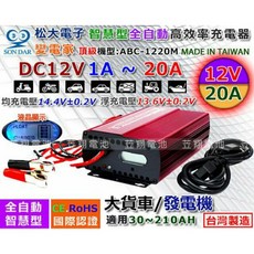 SON DAR 松大電子 變電家 ABC-1220M 智慧型全自動高效充電器, 1個