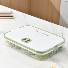 DFMEI 餃子盒收納冰箱用家用帶把手透明餃子盒雞蛋盒速凍盒保鮮收納盒, 1個, 8102-1 單層餃子盒-白色