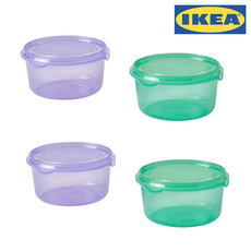 이케아 원형 프루타 냉장고 보관용기 혼합색상, 0.3L라일락+0.3L그린, 2세트