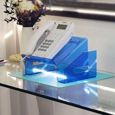 전화기선반 무타공 사무실 집 유선 회사 전화기받침대 거치대 벽걸이 받침대 유선전화기, 투명 블루, 투명 블루 표준 3mm