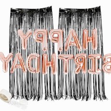 비비드에딧 로즈골드 생일은박풍선 블랙커튼세트