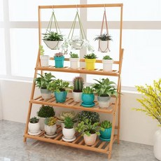 베란다 화분진열대 80CM 걸이형화분 정리 선반, 공중 식물걸이, 3단