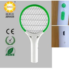 小型電蚊拍usb充電電蚊拍 附照明 攜帶方便 好操作, 綠色