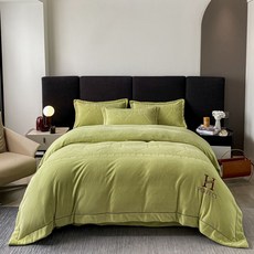 트렌디 겨울 침구세트 벨벳 이불세트 4피스 세트 베개커버 기숙사 학교 가정용