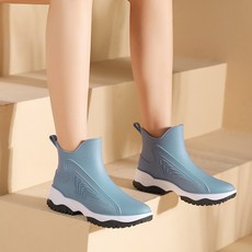 TIMEPURE 여성 패션너블 숏 레인부츠 방수 방습 미끄럼방지 장화 보온 소재 아웃도어 스타일