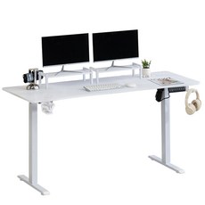 SAMMU 전기 높이 조절 책상 높이 기억 기능 가정용/사무용 스탠딩 컴퓨터 책상, 흰색-1400*600