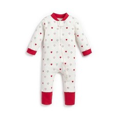 MONICA + ANDY 원피스 아기 파자마 여아 및 남아용 100% 유기농 옷 신생아 용 사이즈 체리 인 러브 2세 169450, Doodle Hearts