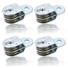 고정 더블 풀리 이중 그루브 케이블 풀리 블록 블록 휠 롤러 각 하중 181.4kg(400파운드) 아연 도금 철 (10.2cm(4인치) 3.8cm(1-1/2인치)), 고정 더블 풀리, 이중 그루브 케이블 풀리 블록, 블록