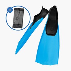 비치담 스노클링 오리발 롱핀 메쉬 가방 세트, 블랙 스카이블루 XL [270mm]