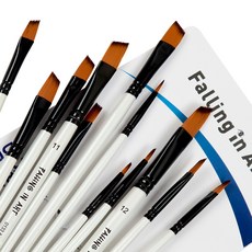 페인트 붓 세트 수채화 유화 아크릴 페이스 바디 네일 아트 공예 록 페인팅을위한 나일론 전문 앵글 페인트 브러쉬, 각진, 12개, 각진