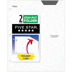 Five Star 2포켓 폴더 고정 탭이 있는 플라스틱 폴더 3링 바인더에 적합 21.6 x 27.9cm(8-1/2 x 11인치) 용지 보관 퍼시픽 블루 (333420C, White
