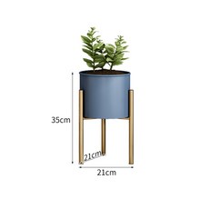 可開發票 花架 輕奢鐵藝花架室內客廳綠蘿花架子陽臺多肉吊蘭落地花盆置物架, 1層灰藍【烤漆工藝】高35CM