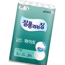 2겹점보롤 쿨샵 잘풀리는집 롤화장지 도톰한 화이트3겹 무향30롤, 본상품