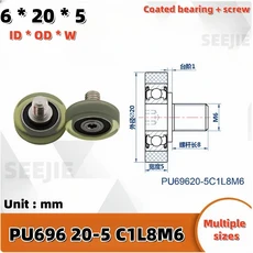 6Pcs PU696 20-5 C1L8M6 폴리우레탄 가이드 휠 엘리베이터 플로어 도어 잠금 장치 스레드 코팅 부드러운 고, 01 C1L8M6