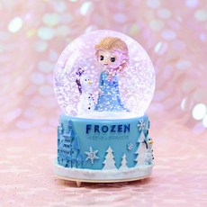 水晶球音樂盒 獨角獸 八音盒 裝飾擺件, 艾莎中號 手搖飄雪+音樂+彩燈