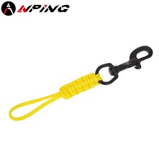【ANPING】316不銹鋼編織繩掛鉤 潛水單頭鉤 裝備扣 防丟繩 失手繩 手繩 手工編織繩, 1個, 316不銹鋼編織繩掛鉤-黃