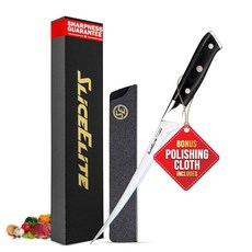 슬라이스엘리트 슬라이스 시리즈 7.5인치 필레 나이프 고탄소 독일 스테인리스 스틸 보닝 유틸리티 파크우드 핸들 유연한 스키닝 셰프 낚시 날카로운 고기 커팅 바비큐 주방 선물 정밀, 1 Slice Series Fillet Knife