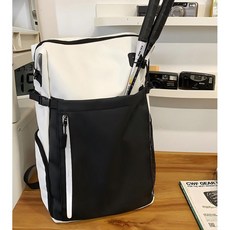 BLACK K7 대용량 스포츠 백팩 배드민턴 라켓백 테니스 채 운동 가방 다기능 방수 배낭, 화이트, 1개