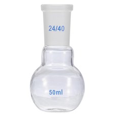PATIKIL 50ml 끓는 플라스크 3.3 붕규산 유리 싱글 넥 플랫 바닥 무거운 벽 실험실용 2440 표준 테이퍼 외부 조인트 투명, 1