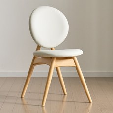 써클원목 식탁의자 PU 쿠션 카페 체어, 내추럴 화이트, 2개