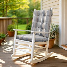 IN4 Care 흔들 의자 쿠션 실내 48.3 x 43.2cm(19 17인치) 의자용 방수 터프트 패드 야외 가구용 미끄럼 방지 쿠션 칠리 레드 플로럴108720, 그레이 스트라이프