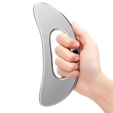괄사 마사지 스크래핑 금속 바디 도구 손잡이 포함 근육 스크래퍼 대형 근막 등 목 얼굴 다리용, [02] Silvery Moon