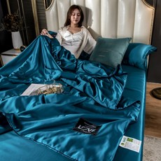 SKANDSALO 스타일 워시 실크 여름 이불 일반 색상 시원한