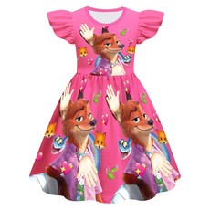 女童飛飛袖連衣裙 瘋狂動物城角色扮演造型服