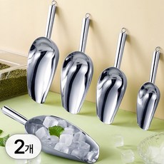 투데이리빙 1+1 스텐 얼음 스쿱 아이스 얼음삽 원두 커피 스테인리스 주먹삽 업소용 가정용 카페 용품, 2개, R98550C(실버 3호