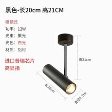 LED 카페 갤러리 바 하이라이트 스포트라이트 (레일형) 화이트(화이트) 5W, J. 검정색 천장 백색광