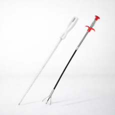 하수구 머리카락 제거기 2종세트 배수구 청소솔 스프링집게 욕실 싱크대 막힘제거, 블랙+화이트