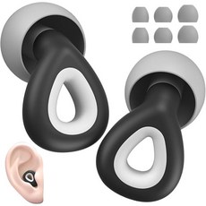 수면 소음 제거용 이어 플러그 콘서트 작업 페스티벌 레이브 -35dB 감소용 재사용 가능한 소프트 실리콘 보청기 2쌍 케이스 포함 사이즈 이어팁 3개, 01-black